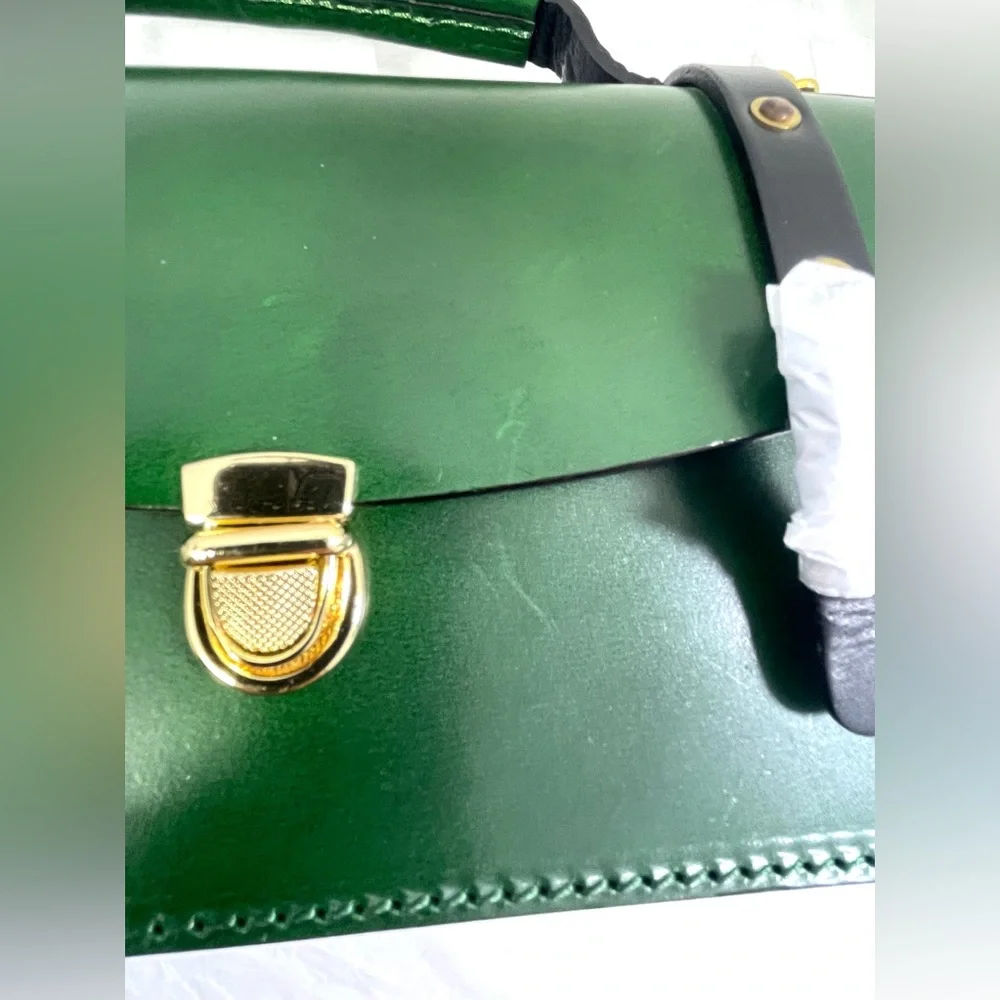Green Leather Satchel Bag - Picture 6 of 14